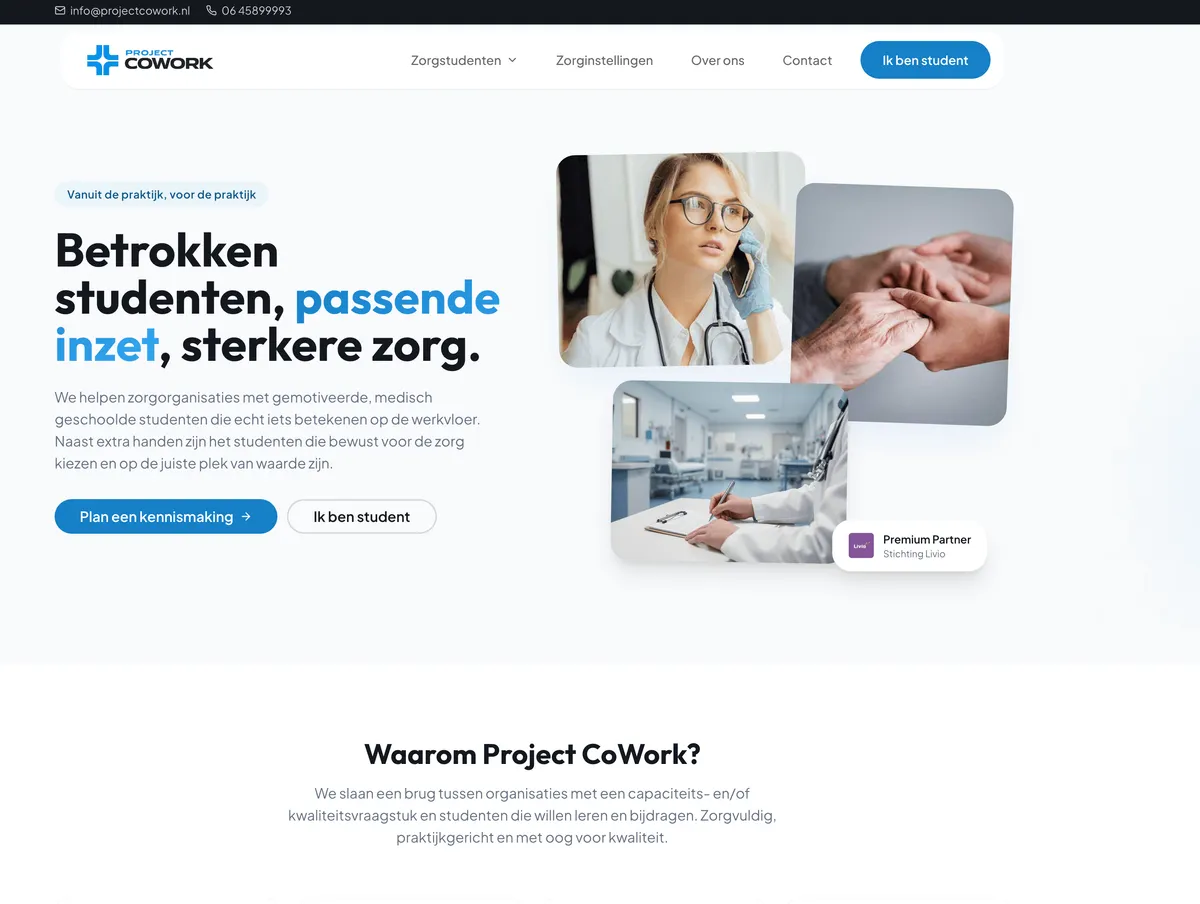 Project CoWork - Website voor zorgstudenten en zorgorganisaties - Zorg case study door Score Agency